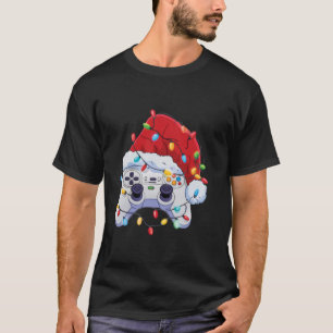 Video Game Controller Christmas Santa Hat Gamer Bo T-Shirt