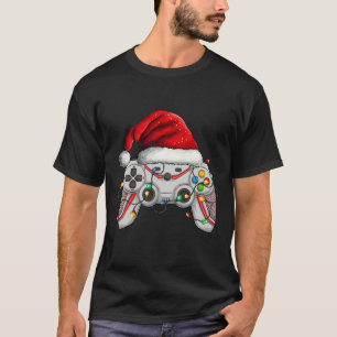 Video Game Controller Christmas Santa Hat Gamer Bo T-Shirt