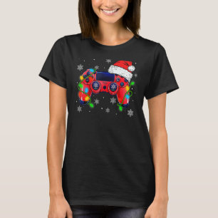 Video Game Controller Christmas Santa Hat Gamer Bo T-Shirt