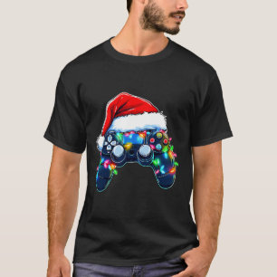 Video Game Controller Christmas Santa Hat Gamer Bo T-Shirt