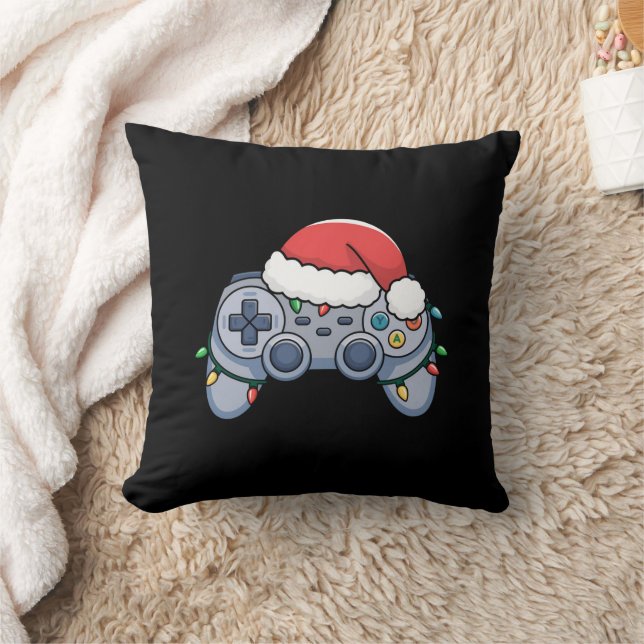 Video Game Controller Christmas Santa Hat Gamer Cushion (Blanket)