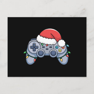 Video Game Controller Christmas Santa Hat Gamer Postcard