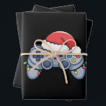 Video Game Controller Christmas Santa Hat Gamer Wrapping Paper Sheet<br><div class="desc">Video Game Controller Christmas Santa Hat Gamer</div>