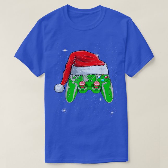 Video Game Controller Christmas Santa Hat Gamer Xm T-Shirt (Design Front)