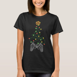 Video Game Controller Christmas Tree Lights Funny  T-Shirt