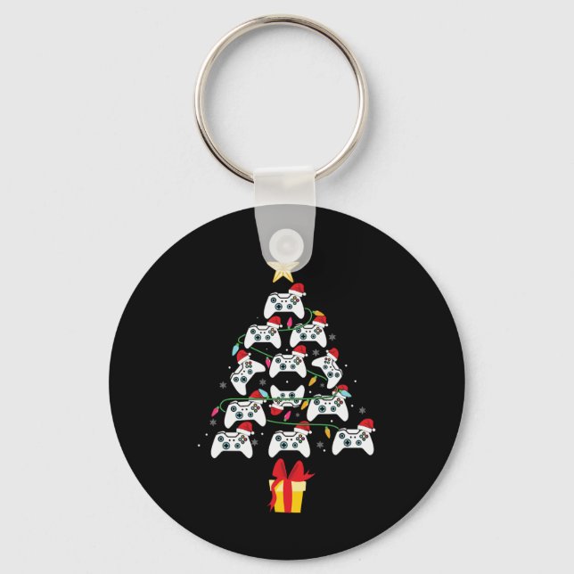 Video Game Controller Christmas Tree Xmas Boy Men  Key Ring (Front)