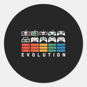 Video Game Controller Evolution 80s 90s Retro Gami Classic Round Sticker