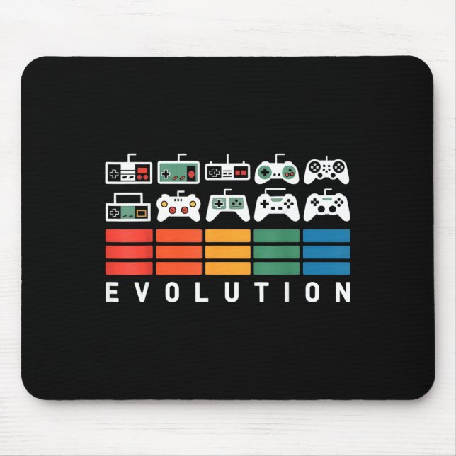 Video Game Controller Evolution 80s 90s Retro Gami Mouse Mat (Front)