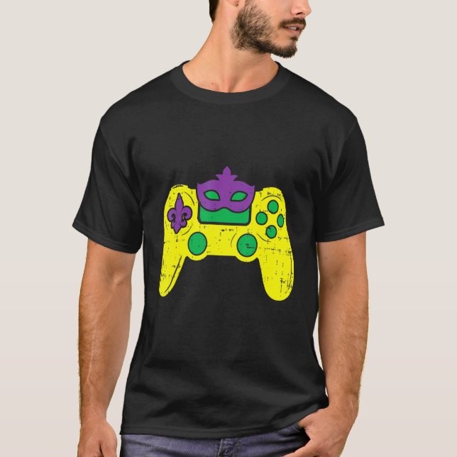 Video Game Controller Gamer E Sports Mardi Gras Bo T-Shirt (Front)