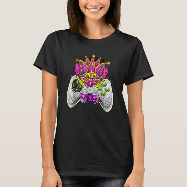 Video Game Controller Gamer E Sports Mardi Gras Ca T-Shirt (Front)