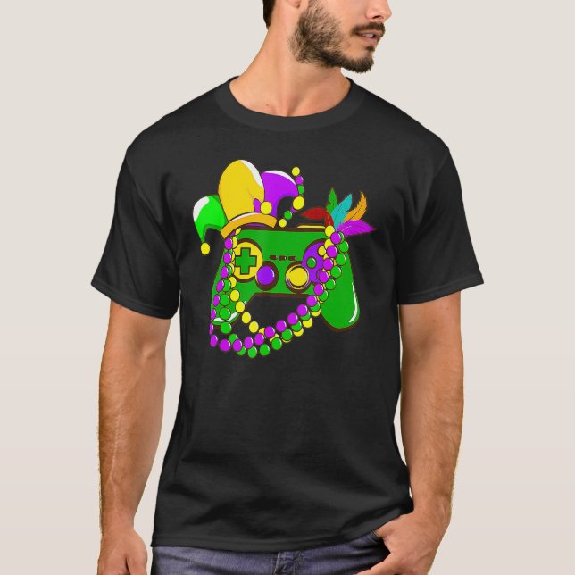 Video Game Controller Gamer E Sports Mardi Gras Ca T-Shirt (Front)