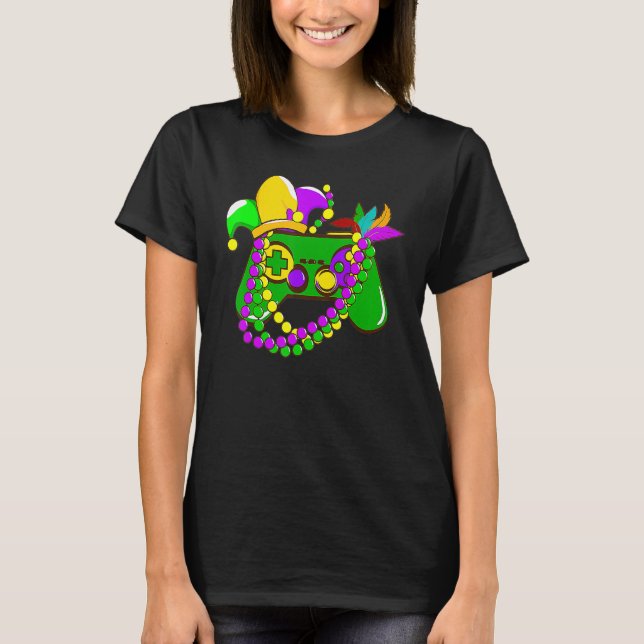Video Game Controller Gamer E Sports Mardi Gras Ca T-Shirt (Front)