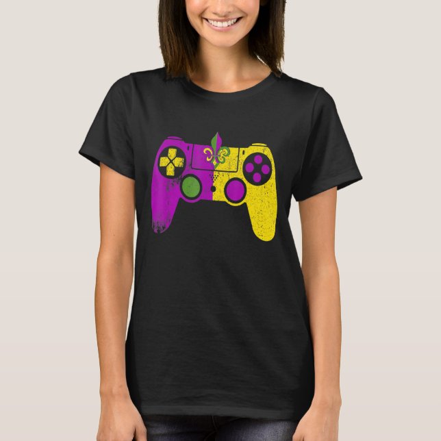 Video Game Controller Gamer E Sports Mardi Gras Ca T-Shirt (Front)