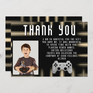 Video Game Controller Gaming Photo Birthday Thank You Card