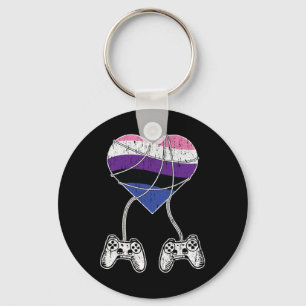 Video-game Controller Gender-fluid Pride Gaming Lg Key Ring