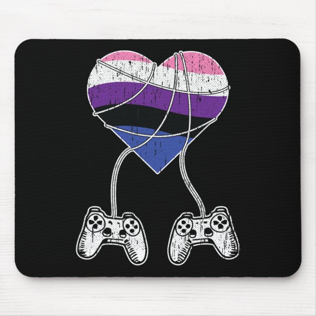 Video-game Controller Gender-fluid Pride Gaming Lg Mouse Mat (Front)
