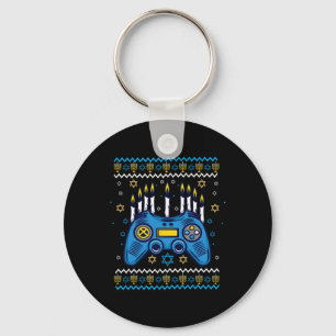 Video Game Controller Hanukkah Menorah Candles Jew Key Ring