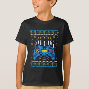Video Game Controller Hanukkah Menorah Candles Jew T-Shirt
