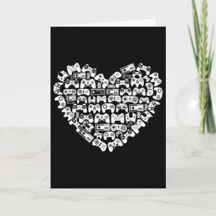 Video-game Controller Heart Valentines Day Cool Ga Card
