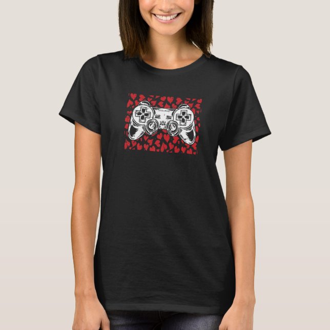 Video Game Controller Heart Valentines Day Cool Ga T-Shirt (Front)