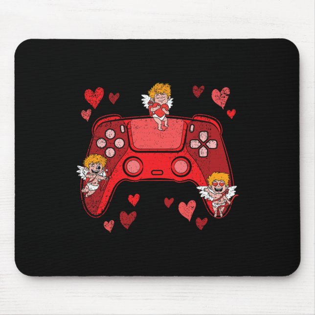 Video-game Controller Heart Valentines Day Cute Ga Mouse Mat (Front)