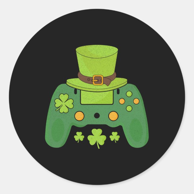 Video Game Controller Irish Gamer Boys Happy St Pa Classic Round Sticker (Front)
