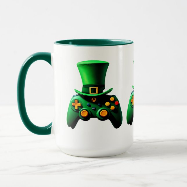 Video Game Controller Irish Gamer Boys ST.Patrick Mug (Left)
