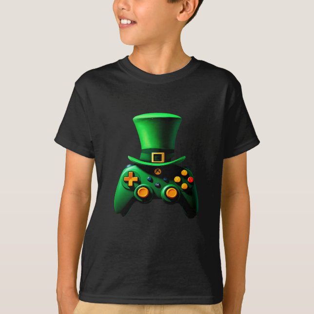 Video Game Controller Irish Gamer Boys ST.Patrick T-Shirt (Front)