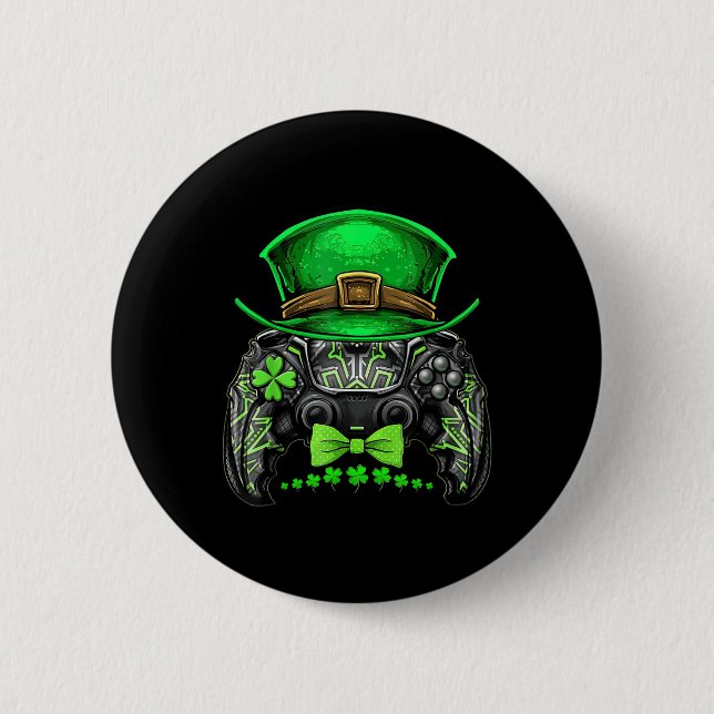 Video Game Controller Irish Gamer Boys St Patricks 6 Cm Round Badge (Front)