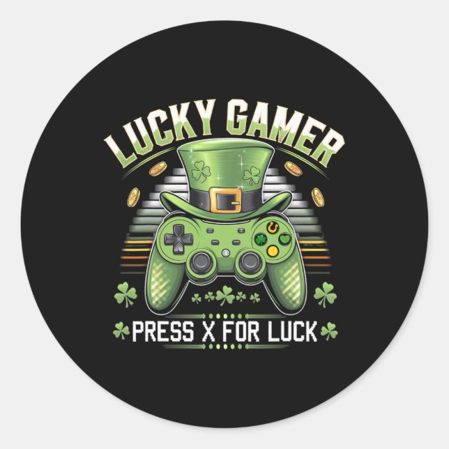 Video Game Controller Irish Gamer Boys St Patricks Classic Round Sticker (Front)