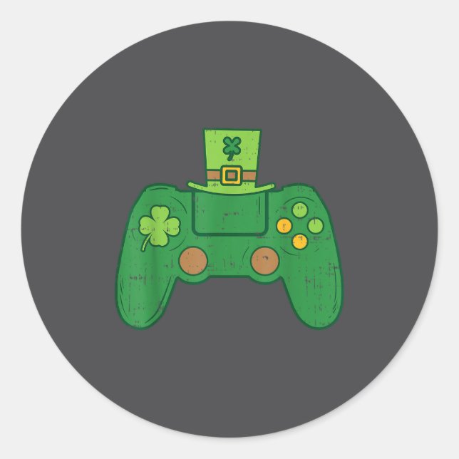 Video Game Controller Irish Gamer Boys St Patricks Classic Round Sticker (Front)