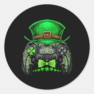 Video Game Controller Irish Gamer Boys St Patricks Classic Round Sticker
