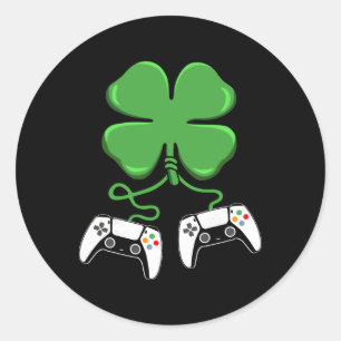 Video Game Controller Irish Gamer Boys St Patricks Classic Round Sticker