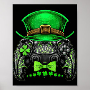 Video Game Controller Irish Gamer Boys St Patricks Poster