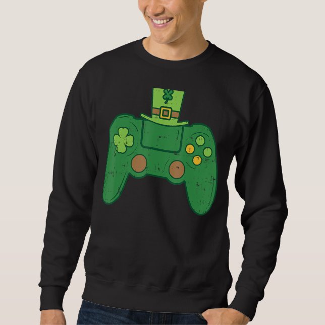 Video Game Controller Irish Gamer Boys St Patricks Sweatshirt (Front)