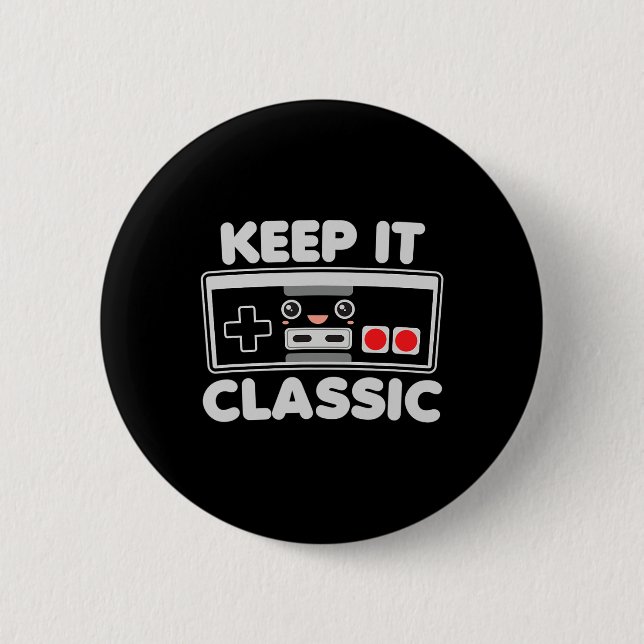 Video Game Controller Keep It Clic Humour 80s Retr 6 Cm Round Badge (Front)