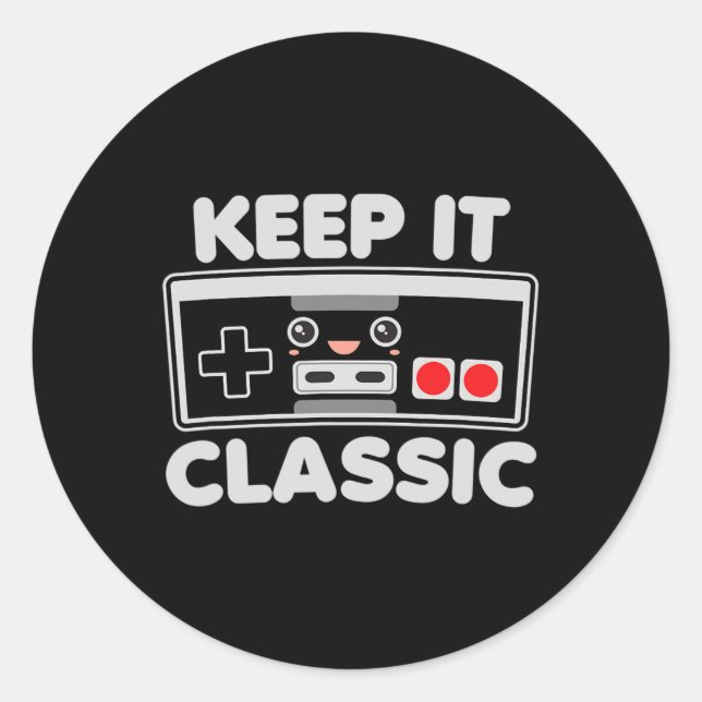 Video Game Controller Keep It Clic Humour 80s Retr Classic Round Sticker (Front)