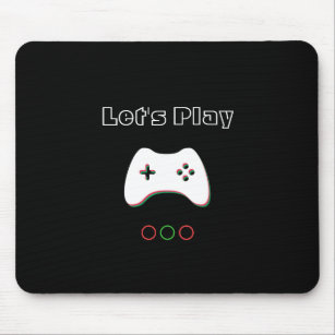 Video Game Controller, Let's Play, Red & Green Art Mouse Mat