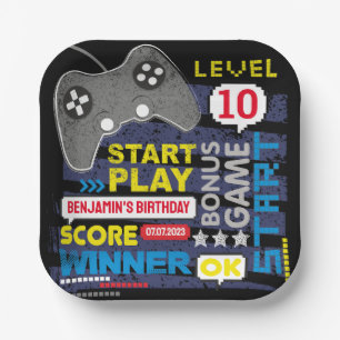Video Game Controller Level Up Gamer Birthday Paper Plate