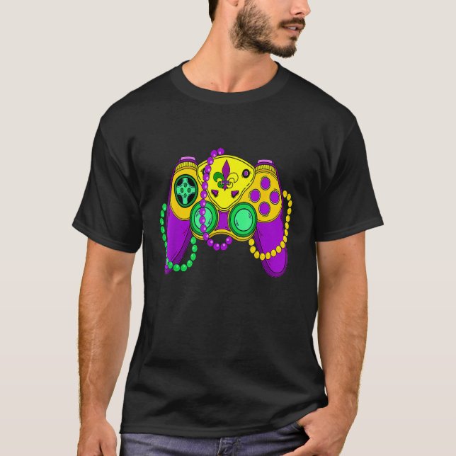Video Game Controller Mardi Gras Carnival Mask Fle T-Shirt (Front)
