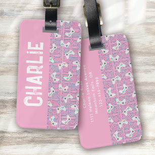 Video Game Controller Monogram Name Pink Luggage Tag