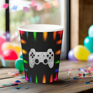 Video Game Controller Neon Gaming Birthday Party  Paper Cups