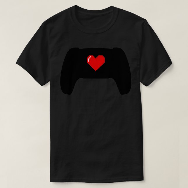 Video Game Controller Piel Heart Gamer Valentine's T-Shirt (Design Front)