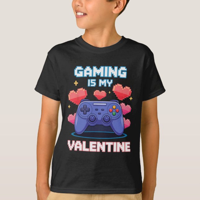 Video Game Controller Pixel Hearts For Valentine's T-Shirt (Front)