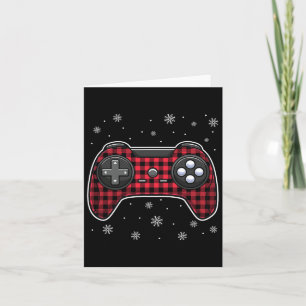 Video Game Controller Red Plaid Gamer Boys Kids Card