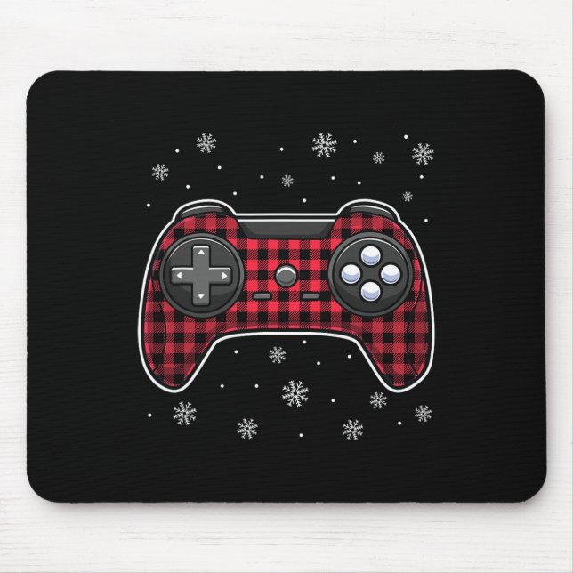 Video Game Controller Red Plaid Gamer Boys Kids  Mouse Mat (Front)