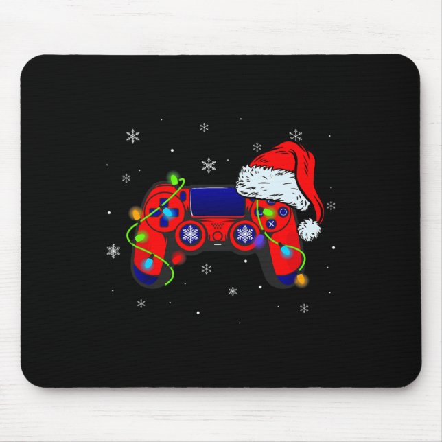 Video Game Controller Santa Hat Christmas Gamer Bo Mouse Mat (Front)