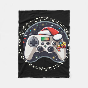 Video Game Controller Santa Hat Christmas Gaming X Fleece Blanket