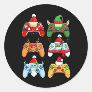 Video Game Controller Santa Hat Gamer Boys Xmas 1 Classic Round Sticker