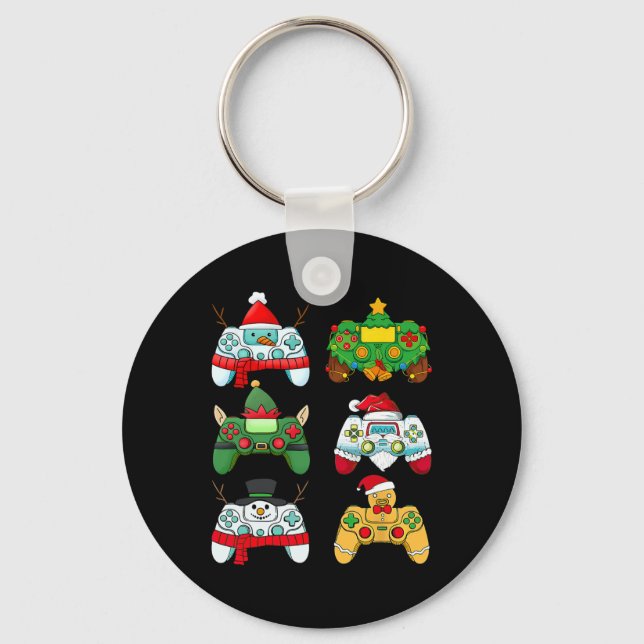 Video Game Controller Santa Hat Gamer Boys Xmas 2  Key Ring (Front)